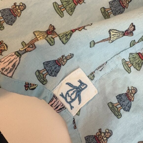 Men's Penguin By Munsingwear Hawaiian Aloha SSBD Wahine Dancing Hula Girls Small - Picture 2 of 11
